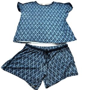 Lucky Brand Blue Pattern Two Piece PJ Set Size L